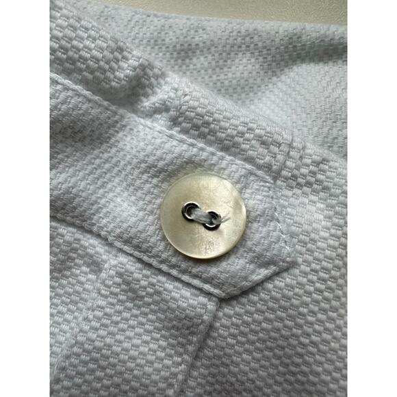 J McLaughlin Sz 14 White Quilted Texture Cropped Pants Stretch Cotton Minimalist - Picture 9 of 11